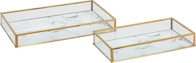 Rosio Lot de 2 coupelles en céramique - Effet marbré - Blanc