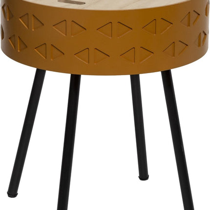 Table d'appoint scandinave moutarde avec rangement - Diam. 38.5 H. 45.5 - Table basse