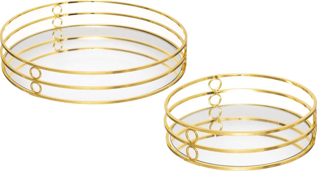 Atmosphera Lot de 2 plateaux miroir - plateau en fer - D20/30cm