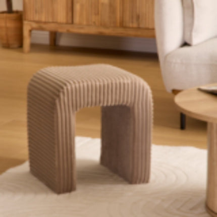 Atmosphera Pouf Sevi - Velours côtelé - 41x36x43cm - Beige