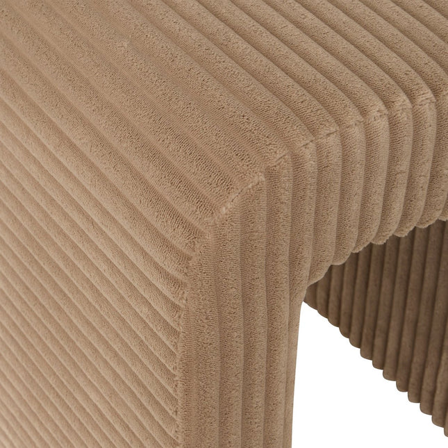 Atmosphera Pouf Sevi - Velours côtelé - 41x36x43cm - Beige