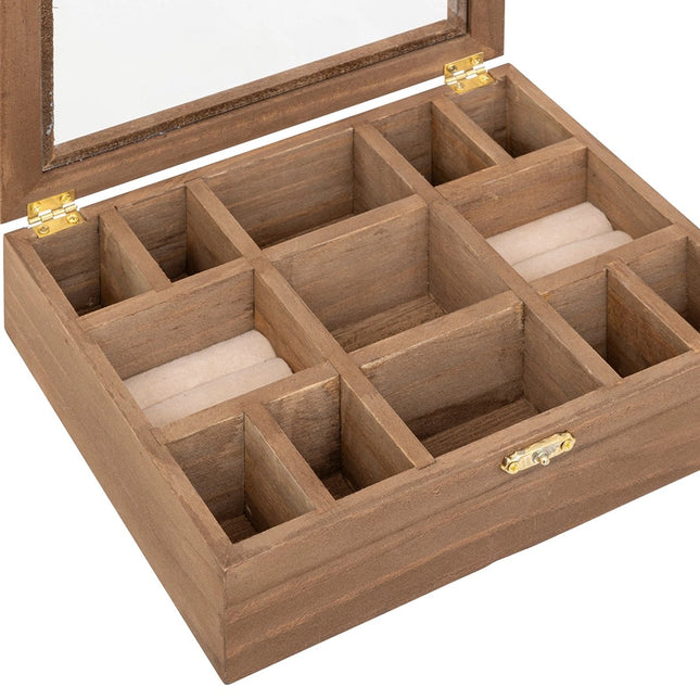 Boîte à bijoux en bois - 13 compartiments