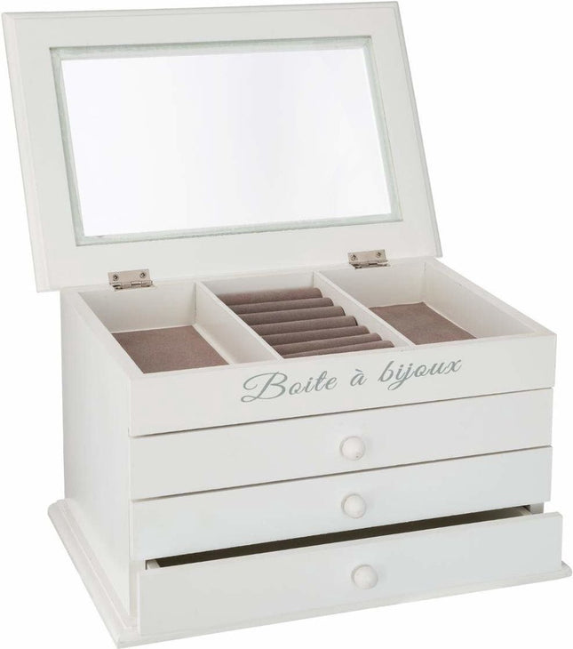 Boîte à bijoux, blanche, avec 3 tiroirs