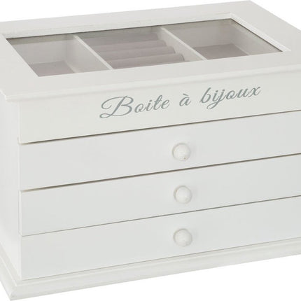 Boîte à bijoux, blanche, avec 3 tiroirs