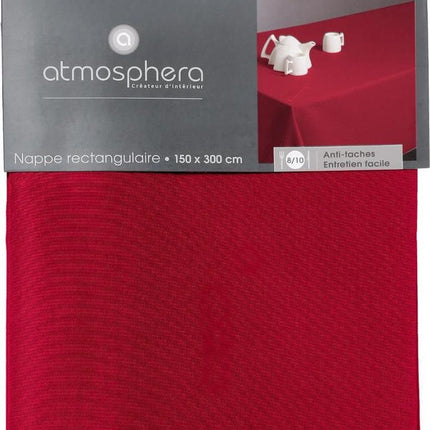 Atmosphera Nappe de table lin anti-taches - 150 x 300 cm - Anti-taches - Rouge