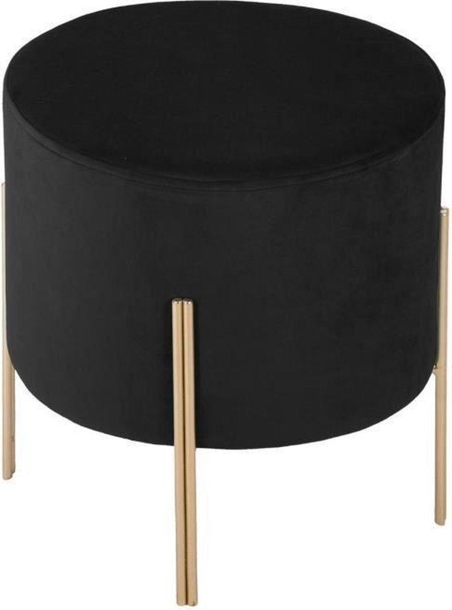 Samthocker Schwarz mit goldenen Beinen - Hocker - Samt - Velours