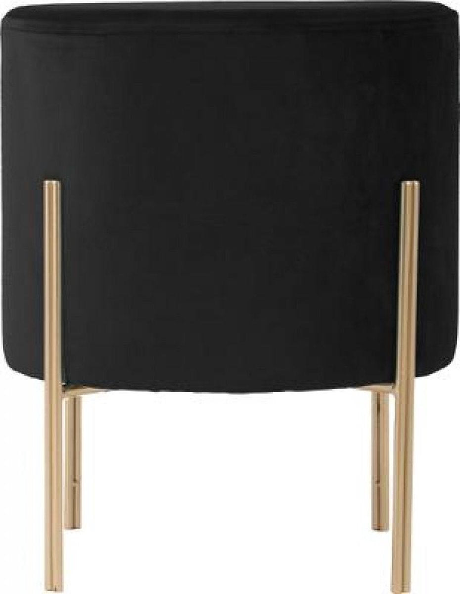 Samthocker Schwarz mit goldenen Beinen - Hocker - Samt - Velours