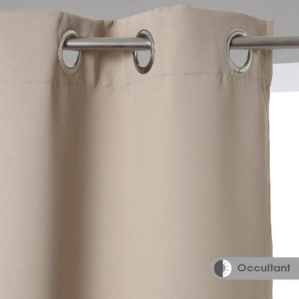 Rideaux occultants Atmosphera - lot de 2 pièces - L135 x H240 cm - beige - plissés - à œillets - prêts à poser