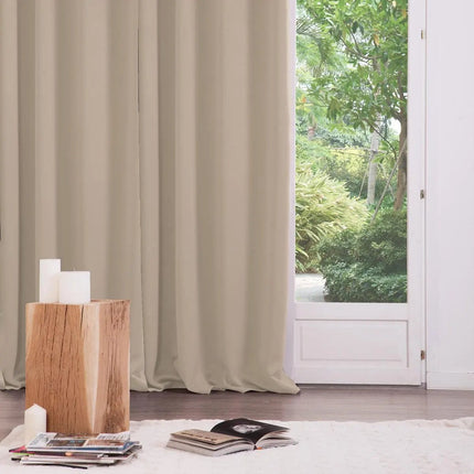 Rideaux occultants Atmosphera - lot de 2 pièces - L135 x H240 cm - beige - plissés - à œillets - prêts à poser