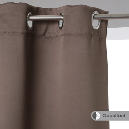Atmosphera rideaux occultants - lot de 2 - l.135 x L.240 cm - taupe - plissé - à œillets - prêts à poser