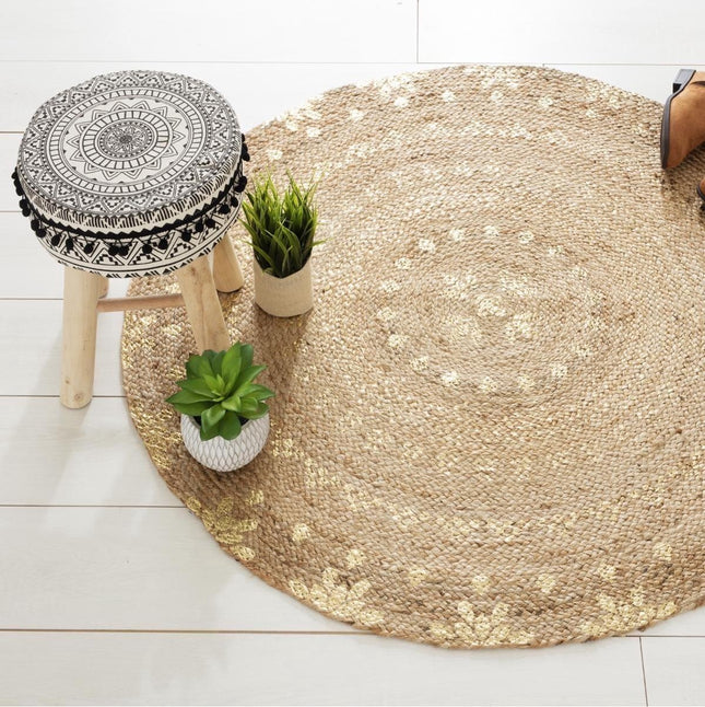 Atmosphera Tapis - Jute - Doré - Rond - 115cm