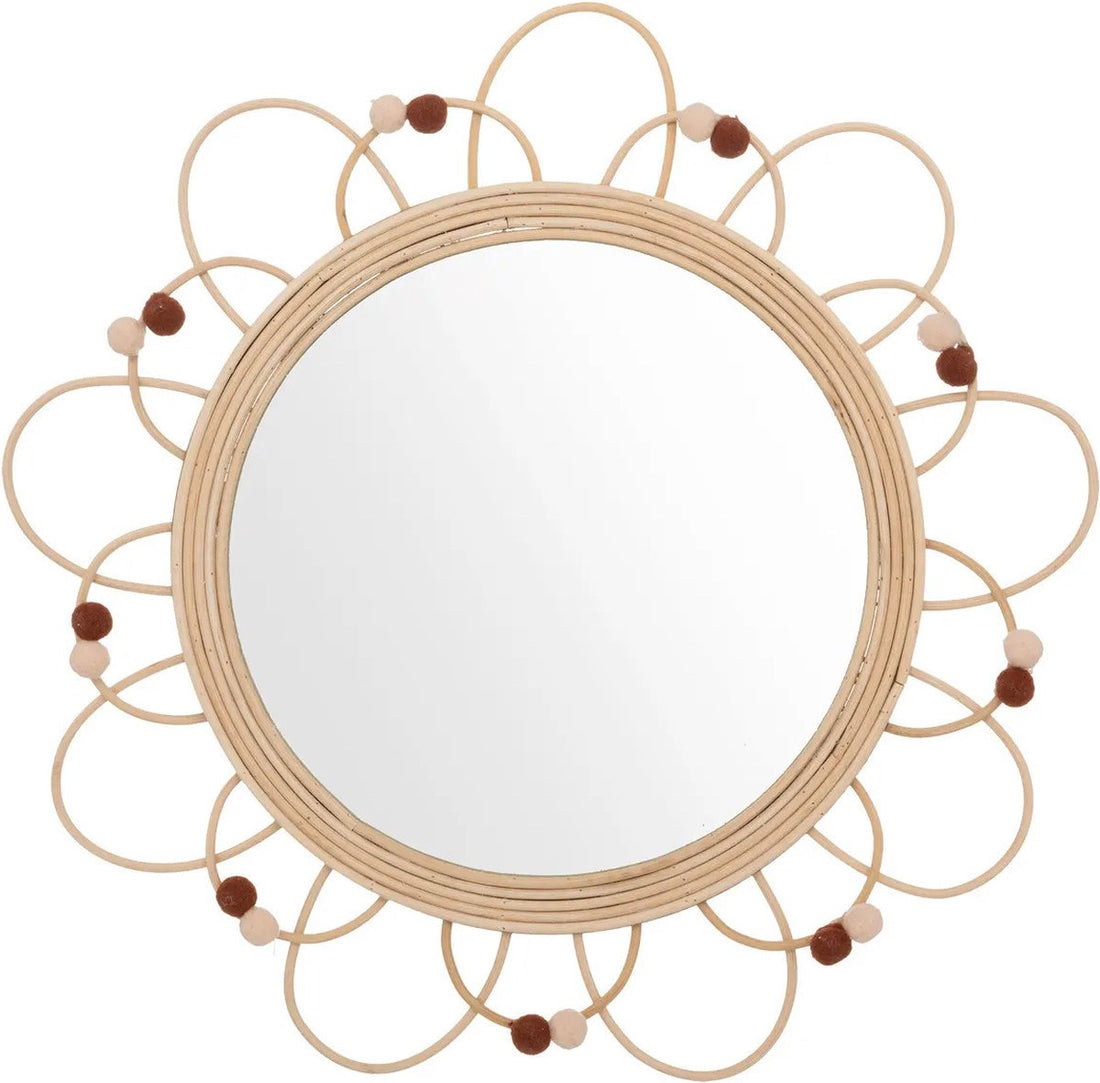 Wandspiegel - Blume - Rattan - D38 cm - Bohemian/Boho-Spiegel