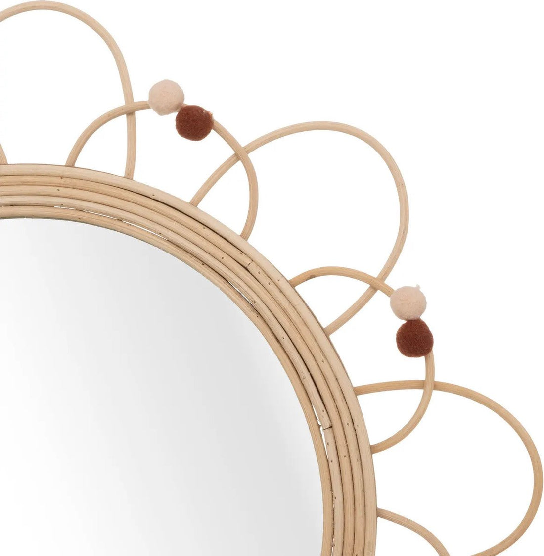 Wandspiegel - Blume - Rattan - D38 cm - Bohemian/Boho-Spiegel