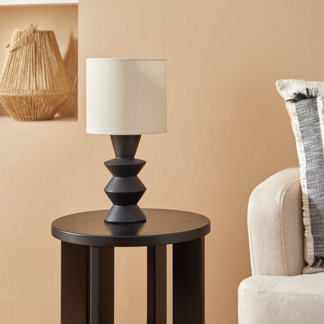 Atmosphera Yulia Lampe de table - Ø20xH40cm - Noir