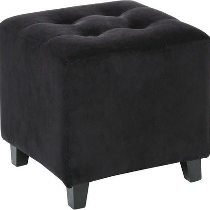 Atmosphera Tabouret/Siège d'appoint/Pouf - bois/tissu - velours noir