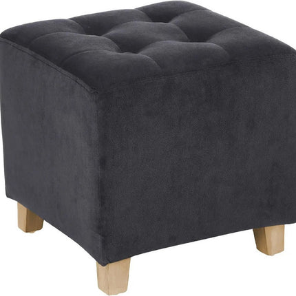 Tabouret/table d'appoint/pouff - bois/tissu - velours gris foncé - D35 x H335 cm
