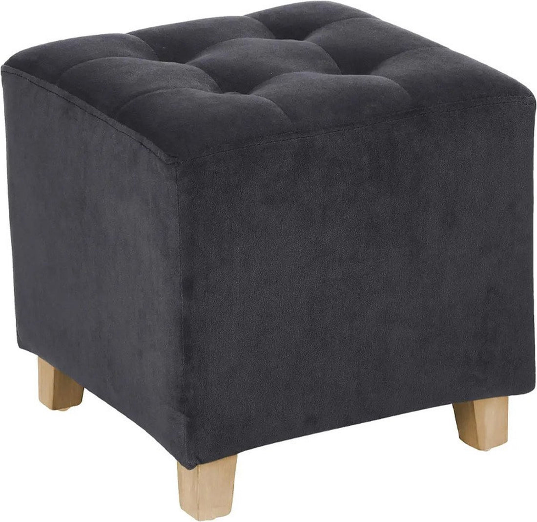 Sitzhocker/Beistellhocker/Pouf – Holz/Stoff – dunkelgrauer Samt – D35 x H35 cm