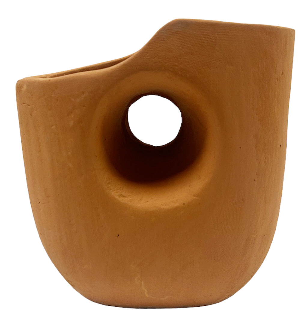Sculptural terracotta vase
