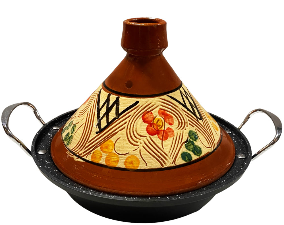 Tajine aardewerk en gegoten Aluminium inductie| Handvaten| Geschikt voor 4-8 personen -  Alle warmtebronnen| Ø 30cm