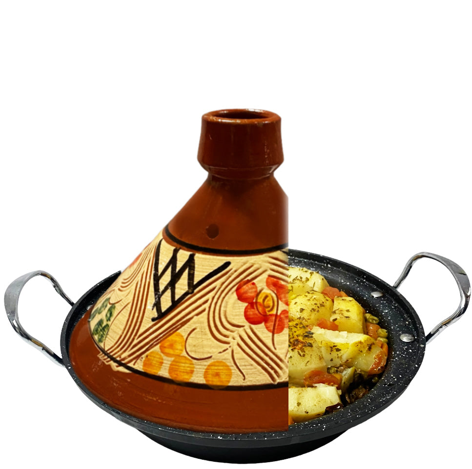 Tajine aardewerk en gegoten Aluminium inductie| Handvaten| Geschikt voor 4-8 personen -  Alle warmtebronnen| Ø 30cm