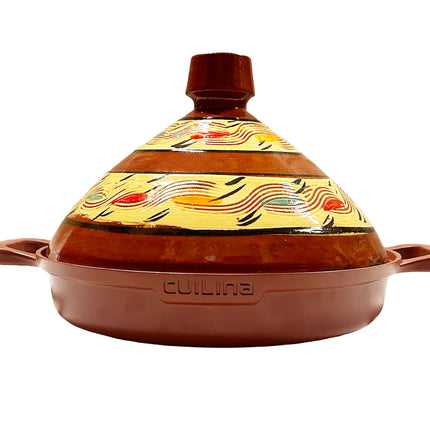Cuilina | Tajine Ourika Ø30cm - Couvercle en céramique fait main - Antiadhésive - Compatible Tous Feux