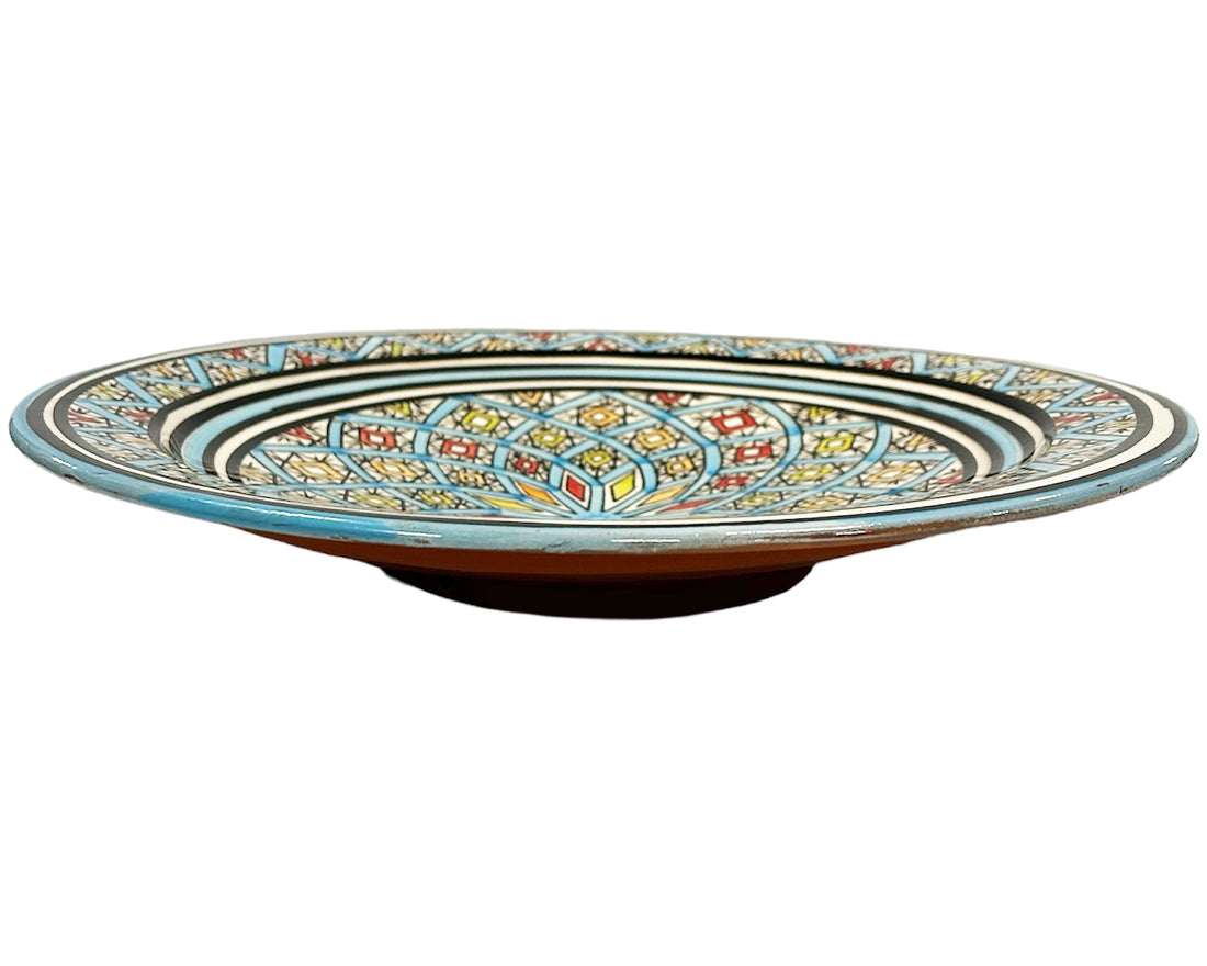 Schale Steingut 35 cm türkisblau mit verschiedenen Farben