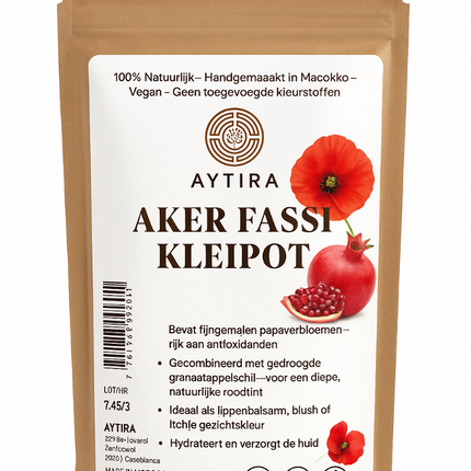 Aytira Aker Fassi Pot en Argile – Teinture Marocaine 100% Naturelle pour Lèvres et Visage