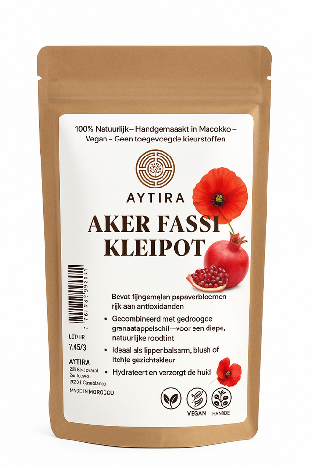 Aytira Aker Fassi Pot en Argile – Teinture Marocaine 100% Naturelle pour Lèvres et Visage