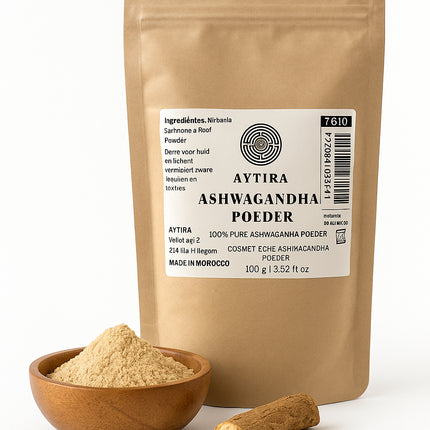 Poudre d'Ashwagandha AYTiRA – 100% Pure – Détox Naturelle pour la Peau & le Corps – 100g