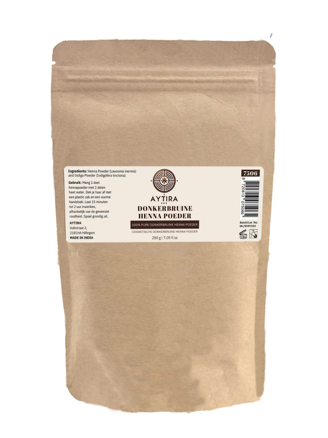 Aytira Henné Brun Foncé – Coloration Capillaire 100% Naturelle – 200g – Lawsonia & Indigo – Vegan et Sans Produits Chimiques