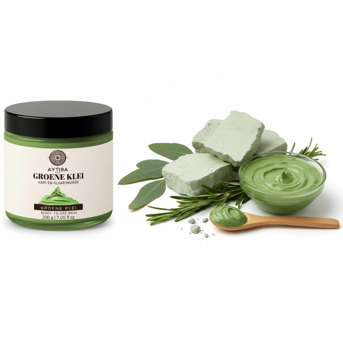 AYTiRA Green Clay Ready-to-Use Face Mask – 200 g – 100% Natural Purifying Clay – Ready for Immediate Use