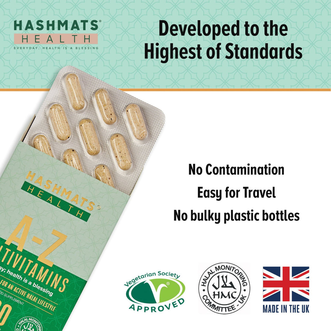 Halal zertifizierte A-Z Multivitamine 30 - mit 33 Bio-Elementen von HASHMATS®