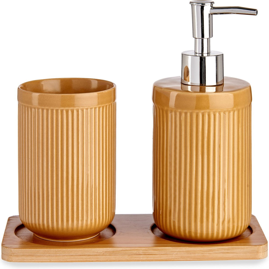 Badkamer Accessoire Set Bamboe Keramisch