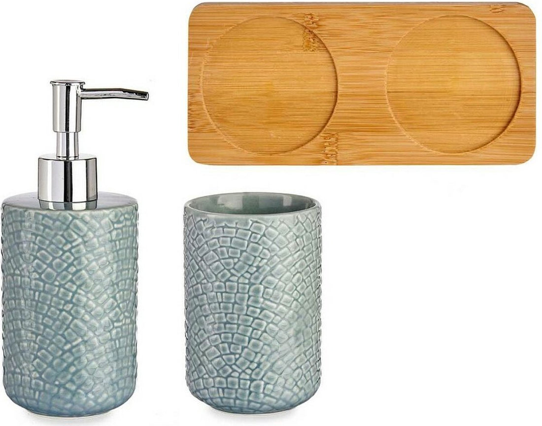 Badkamer Accessoire Set Grijs Blauw Keramisch