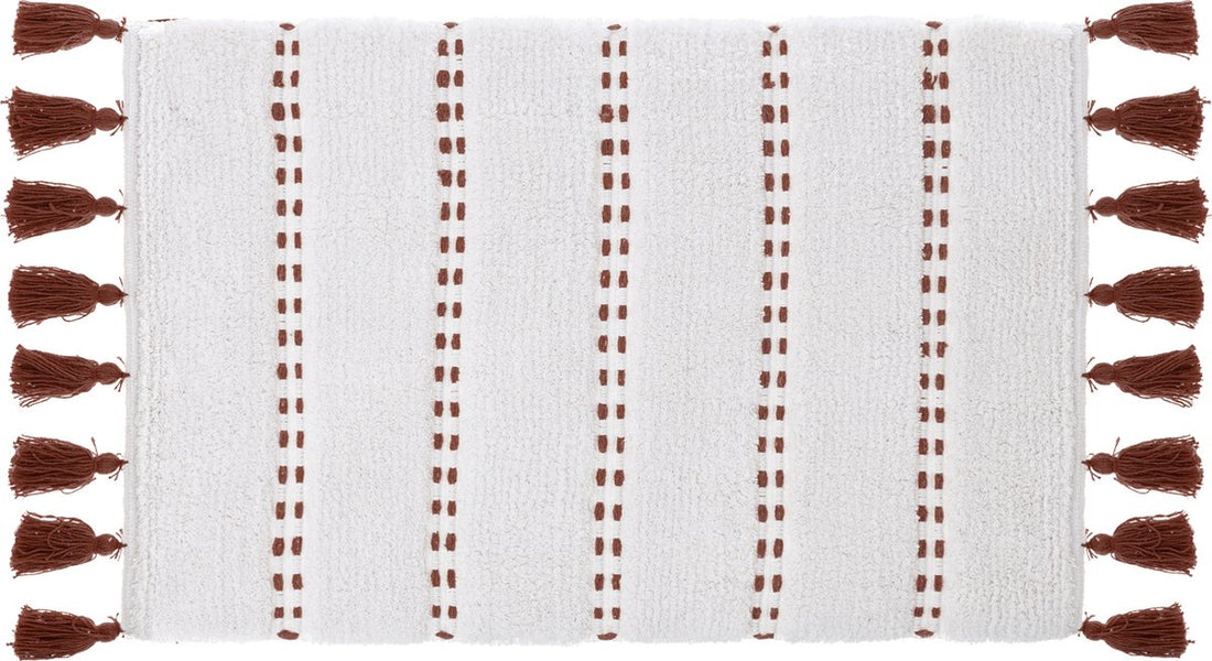 Badkamerkleed van katoen met pompons – badmat 50 x 75 cm – foto 2