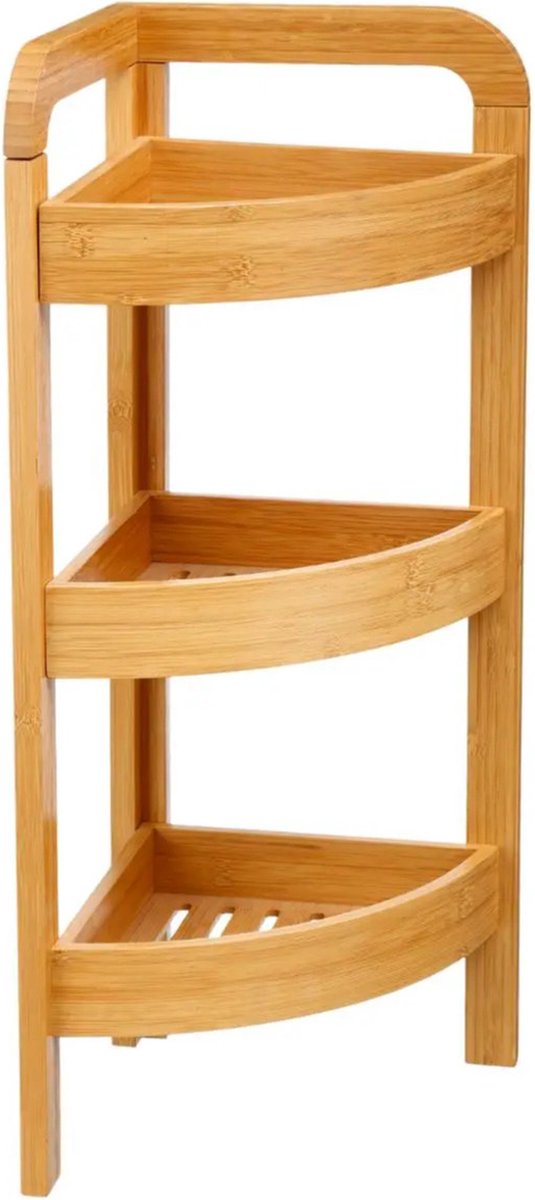 5Five Étagère de douche/salle de bain modèle d'angle - bambou - 3 niveaux - 23 x 61 cm