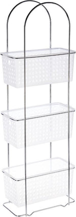Étagère de douche/salle de bain sur pied en métal/plastique à 3 niveaux 30 x 15 x 85 cm