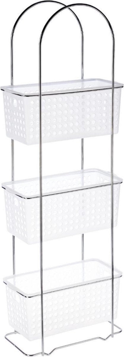 Free-standing shower rack/bathroom shelf, metal/plastic, 3 tiers, 30 x 15 x 85 cm