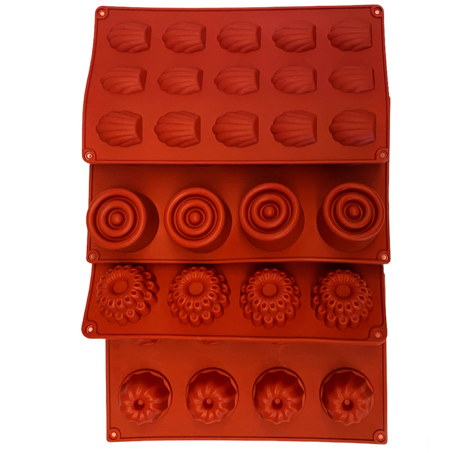 Antihaft Silikon Backformen Set 4tlg. gemischt