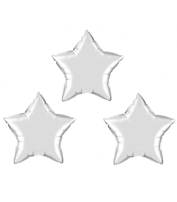 Ballon Stern Silber Klein (3 Stück)