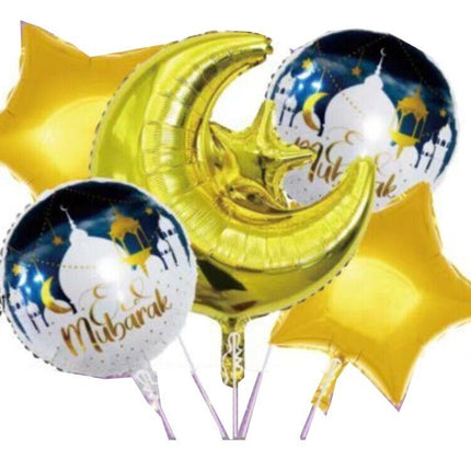 Ballons Eid Mubarak 28" Or Joyeux Eid Mubarak Ramadan Ballons en Aluminium Étoile Lune
