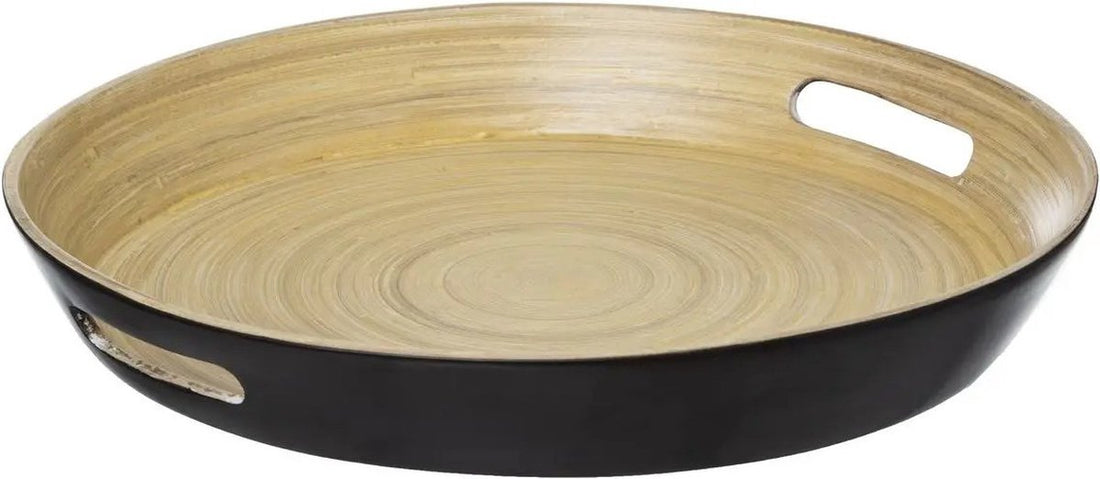Serving tray - round serving tray D42 cm bamboo with handles