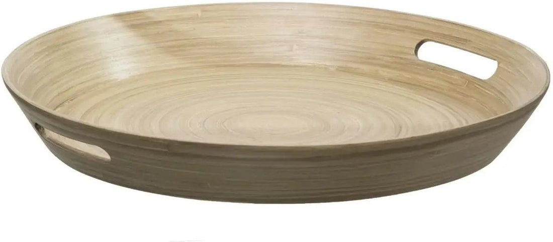 Serving tray - round serving tray D42 cm bamboo with handles