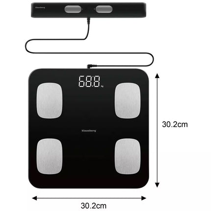 Klausberg Pèse-personne électronique numérique intelligent avec analyse corporelle - pèse-personne avec application - Poids et IMC - Pèse-personne intelligent pourcentage de graisse