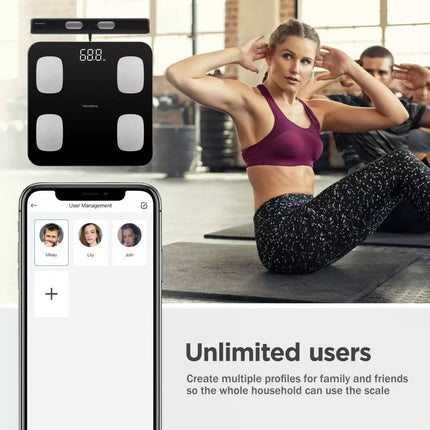 Klausberg Pèse-personne électronique numérique intelligent avec analyse corporelle - pèse-personne avec application - Poids et IMC - Pèse-personne intelligent pourcentage de graisse