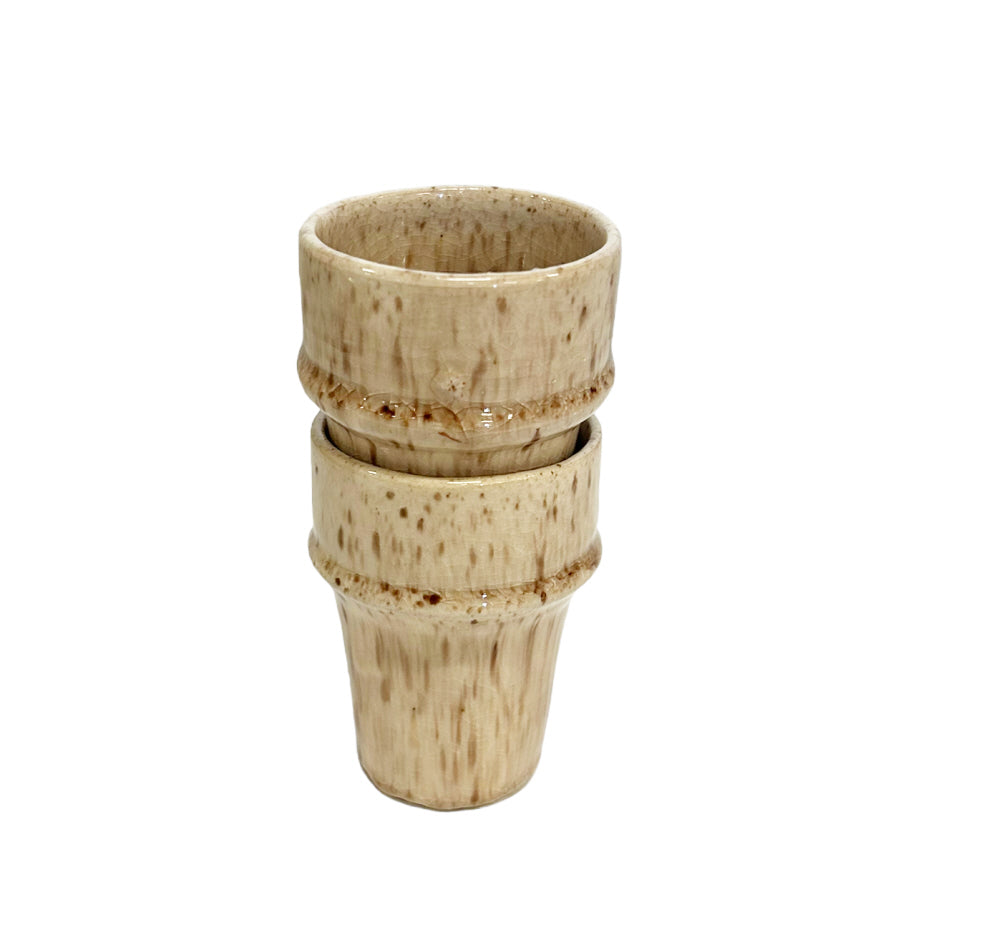 2er Set Marokkanische Espresso-Tassen aus Steingut, 70 ml