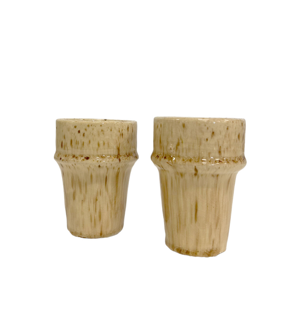 2er Set Marokkanische Espresso-Tassen aus Steingut, 70 ml