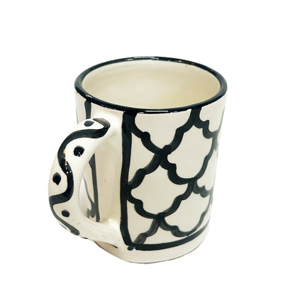 Mug en céramique marocaine Fes Noir et Blanc avec anse