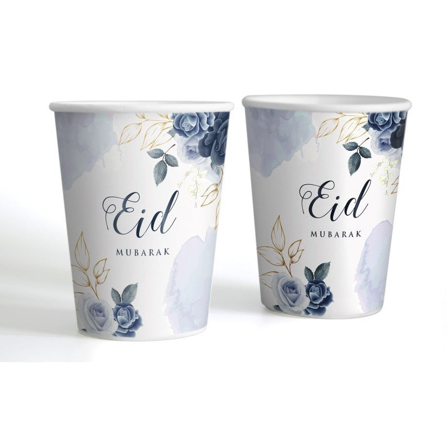Becher Eid Mubarak Pfingstrose Blau (6er Set)