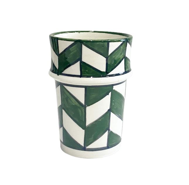 2 tasses à café marocaines avec motif vert